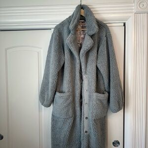 Free People Plush Gray/Blue Coat
